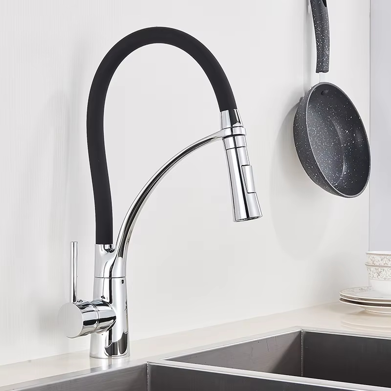 Commercial Kitchen Faucets - Grifo de cocina extraíble giratorio negro