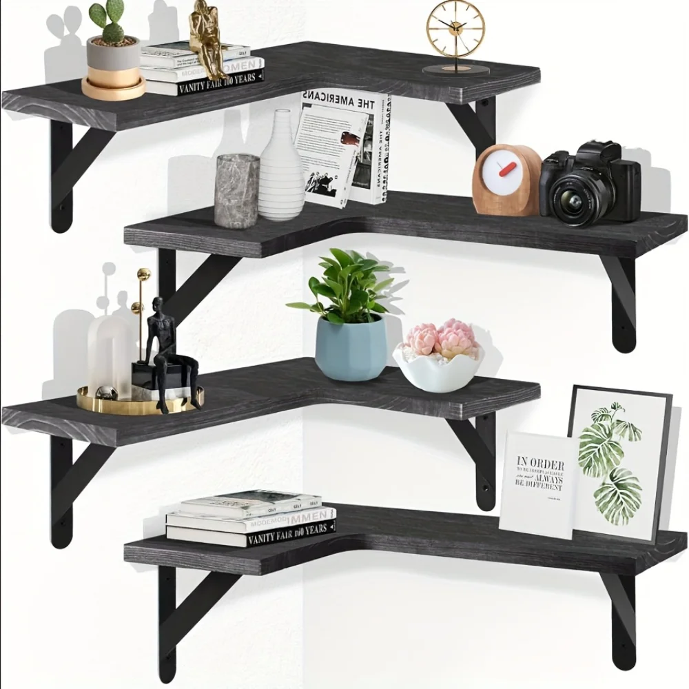 Commercial Kitchen Shed - Estantes Flotantes de Madera Natural con