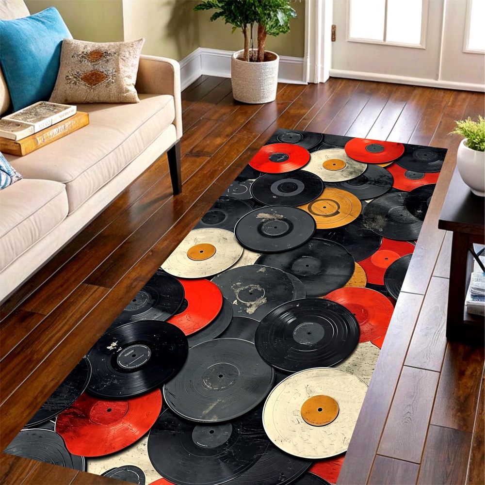 Commercial Kitchen Vinyl - Alfombra vintage con diseño de discos