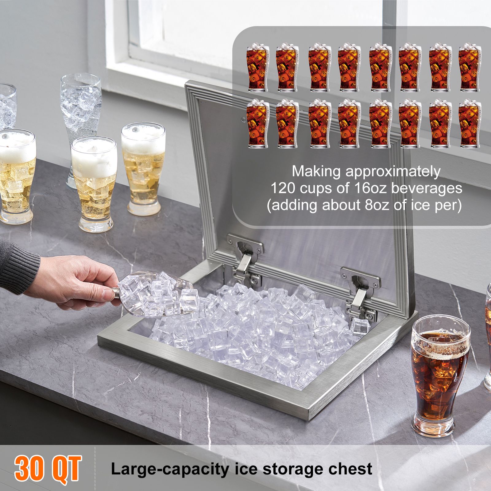 Contenedor de hielo de acero i - Commercial Kitchen Bin reseña y precio
