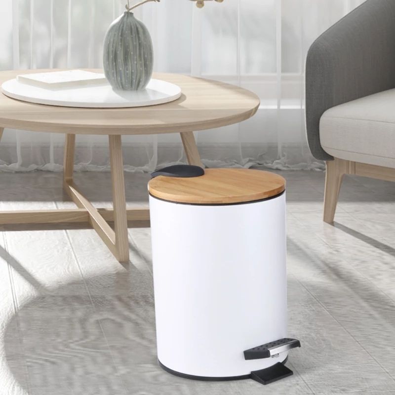 Cubo de basura de madera con t - Commercial Kitchen Bin reseña y precio